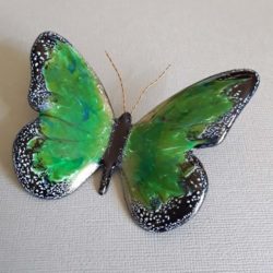 Emaux décoration murale  » Papillon vert et noir » petit modèle- Les z’émaux