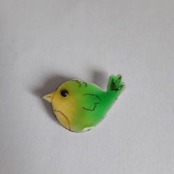 Z’oiseau broche- bijou de pull vert emaux sur cuivre, leszemaux