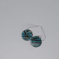 Blue Circles- Boucles d’oreilles pendantes bleu turquoise- émaux sur cuivre et argent 925/1000, bijou made in France